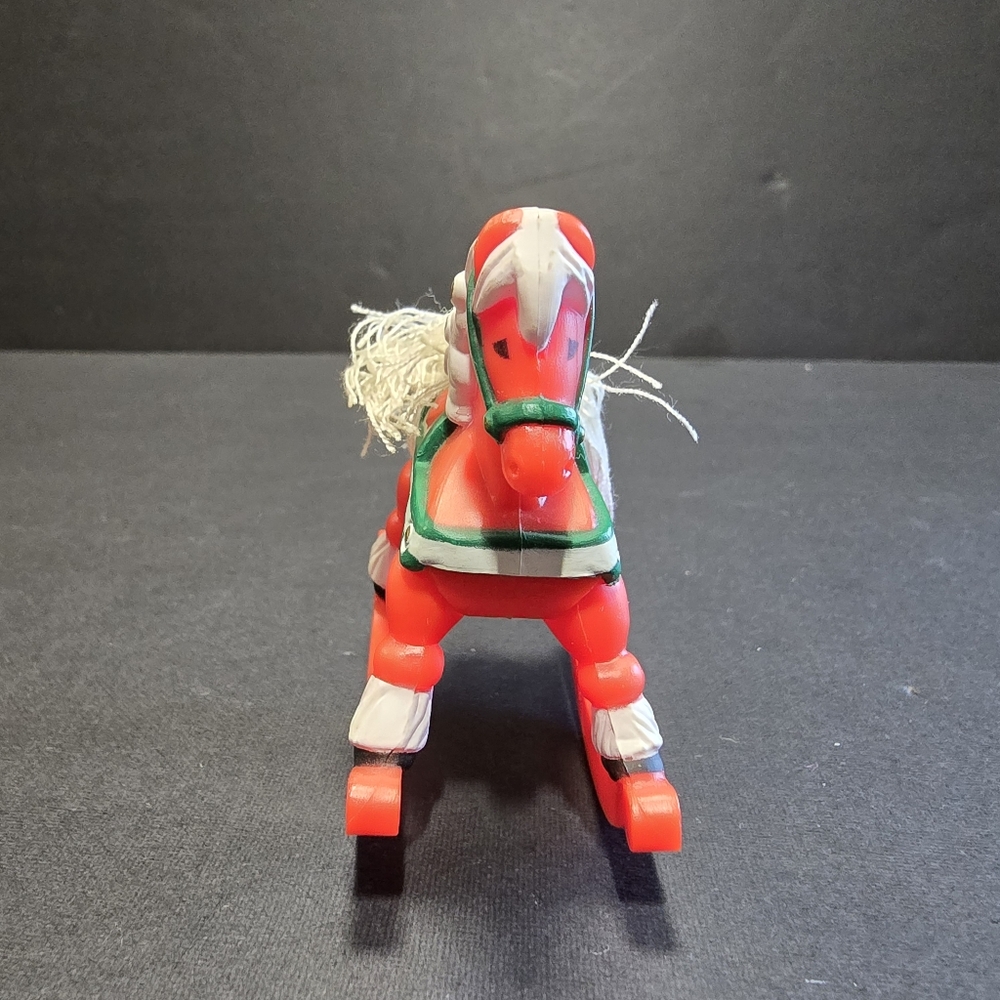 Vtg Christmas Rocking Horse Ornaments 2 Painted Wood, 1 Plastic - Picture 14 of 16